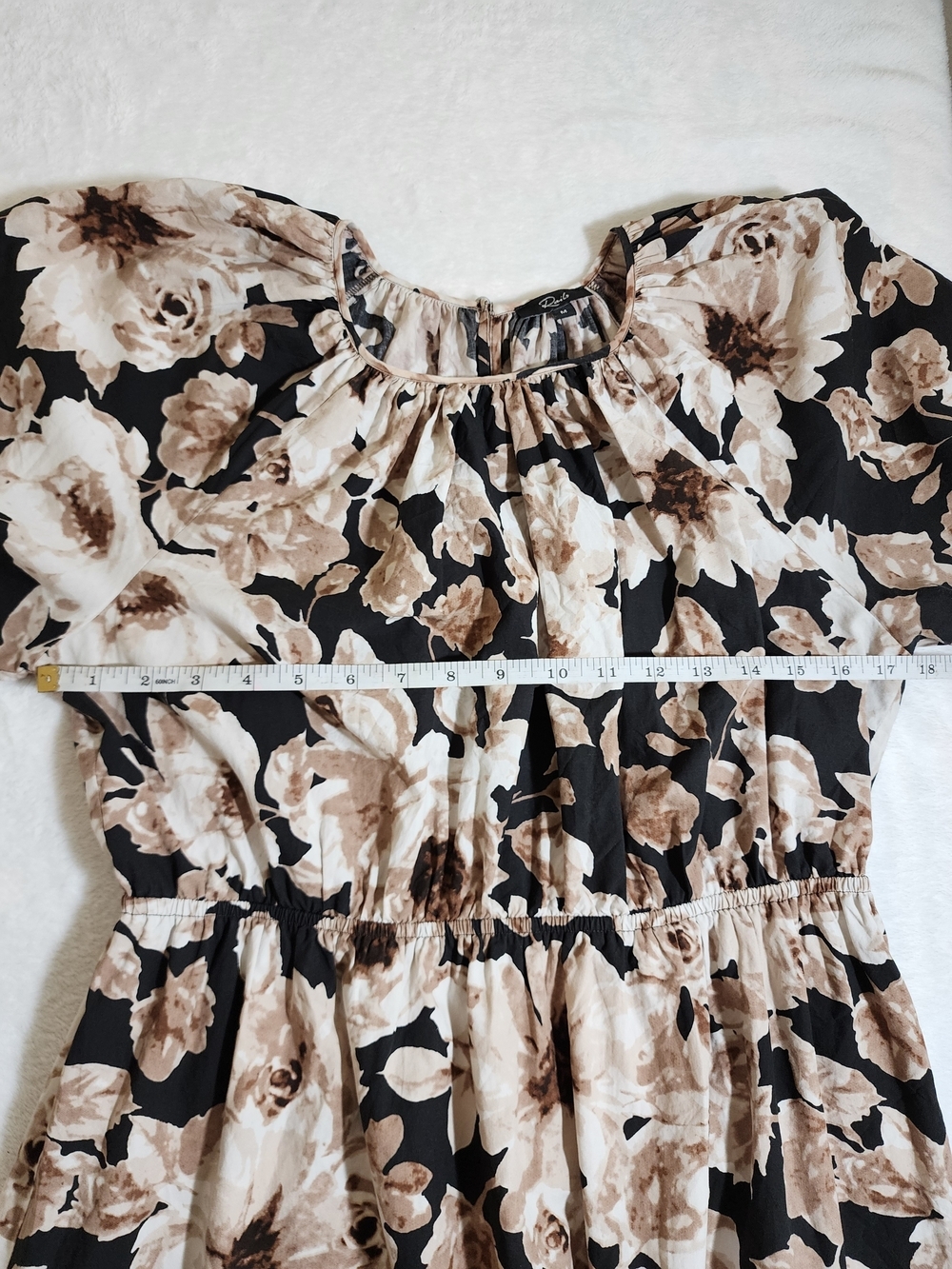 Rails Khloe Dress Sepia Roses Puff Sleeve Mini Medium Cotton Blend - Picture 6 of 13